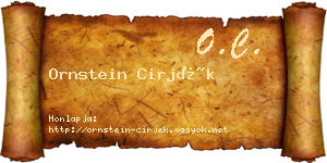 Ornstein Cirjék névjegykártya